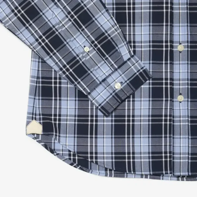 Camisa de popelín elástico con estampado de cuadros vichy y corte entallado