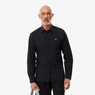 Camisa de popelín elástico de corte entallado para hombre