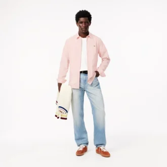 Camisa de popelín elástico de corte entallado para hombre