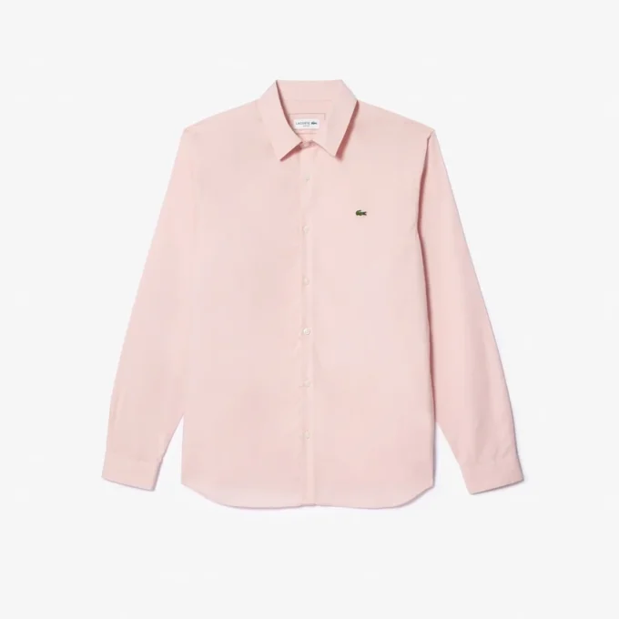 Camisa de popelín elástico de corte entallado para hombre