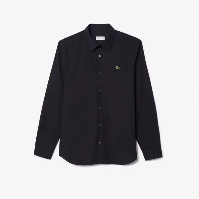 Camisa de popelín elástico de corte entallado para hombre
