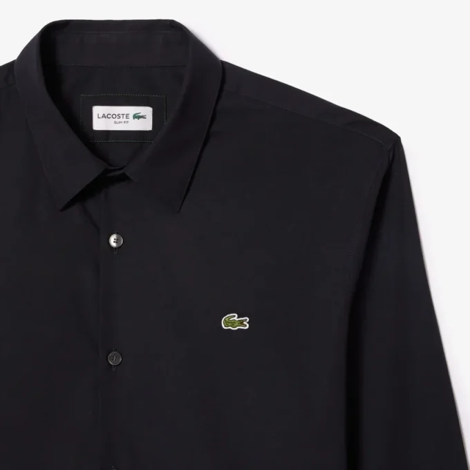 Camisa de popelín elástico de corte entallado para hombre