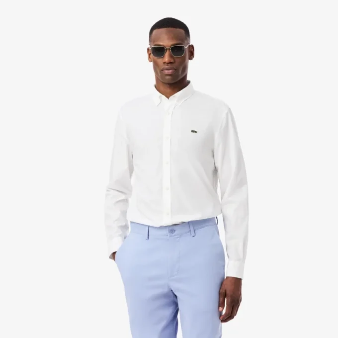 Camisa de popelín elástico de corte regular