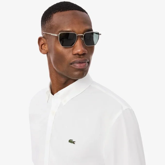 Camisa de popelín elástico de corte regular