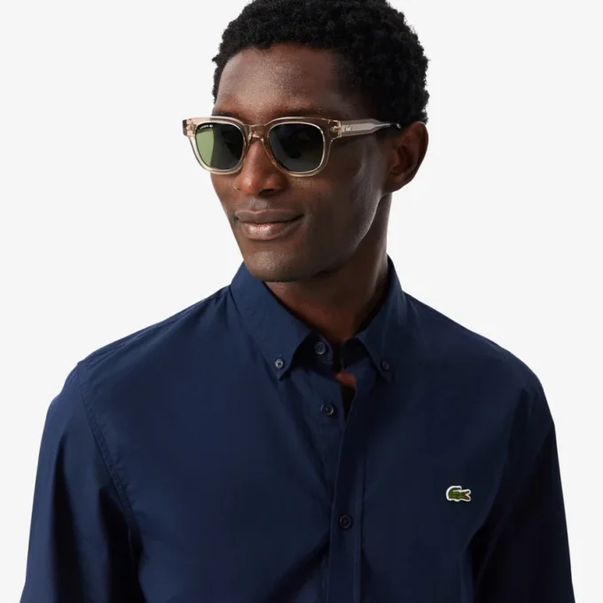 Camisa de popelín elástico de corte regular