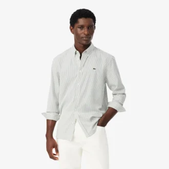 Camisa de rayas de punto fino de corte regular para hombre