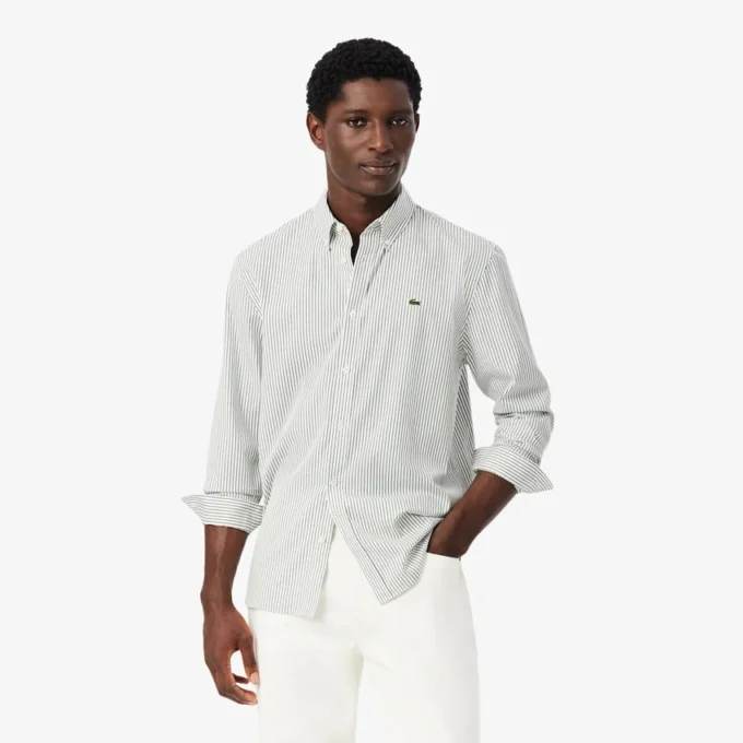 Camisa de rayas de punto fino de corte regular para hombre