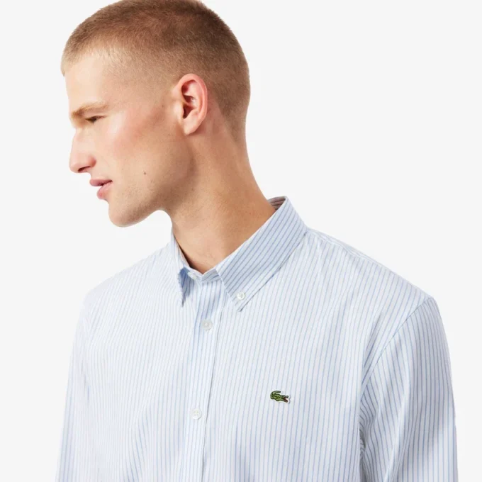 Camisa de rayas de punto fino de corte regular para hombre