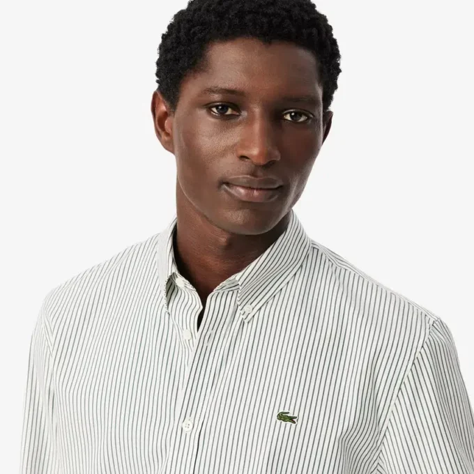 Camisa de rayas de punto fino de corte regular para hombre