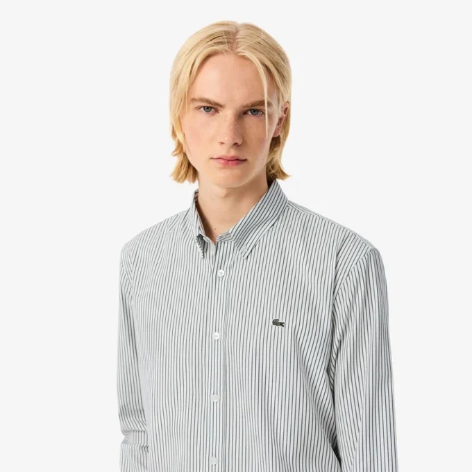 Camisa de rayas de punto fino de corte regular para hombre