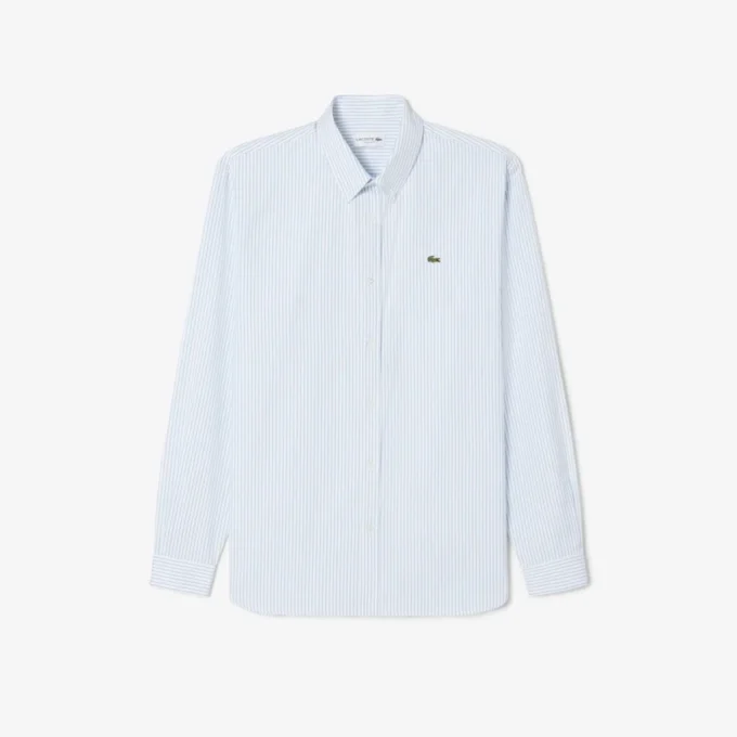 Camisa de rayas de punto fino de corte regular para hombre