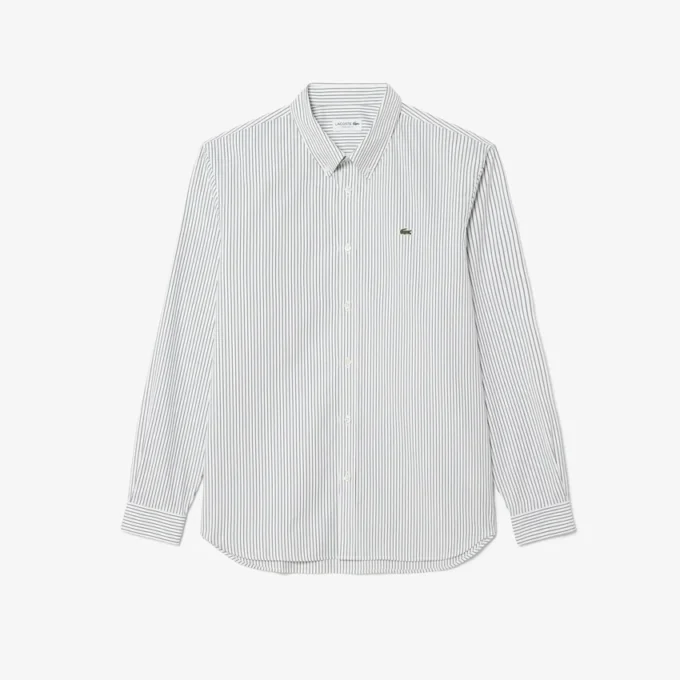 Camisa de rayas de punto fino de corte regular para hombre