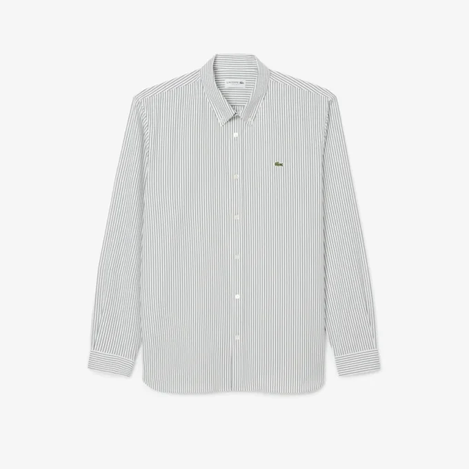 Camisa de rayas de punto fino de corte regular para hombre