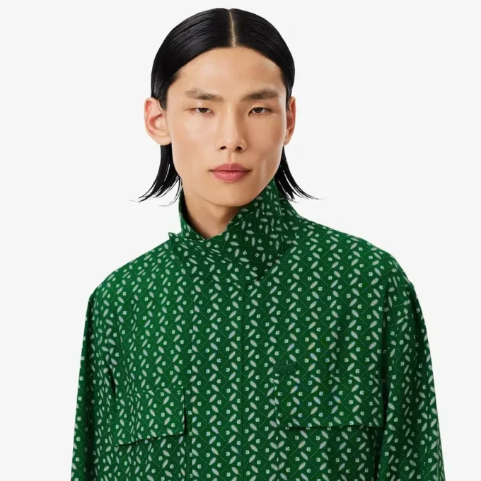 Camisa de satén estampada de corte regular Runway