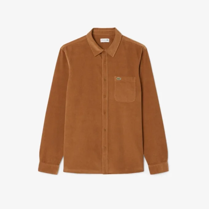 Camisa de terciopelo de corte regular para hombre