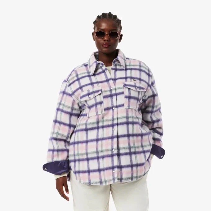 Camisa oversize acolchada de lana para mujer