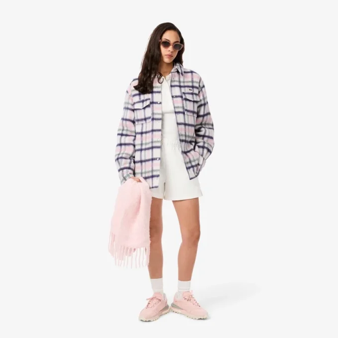 Camisa oversize acolchada de lana para mujer