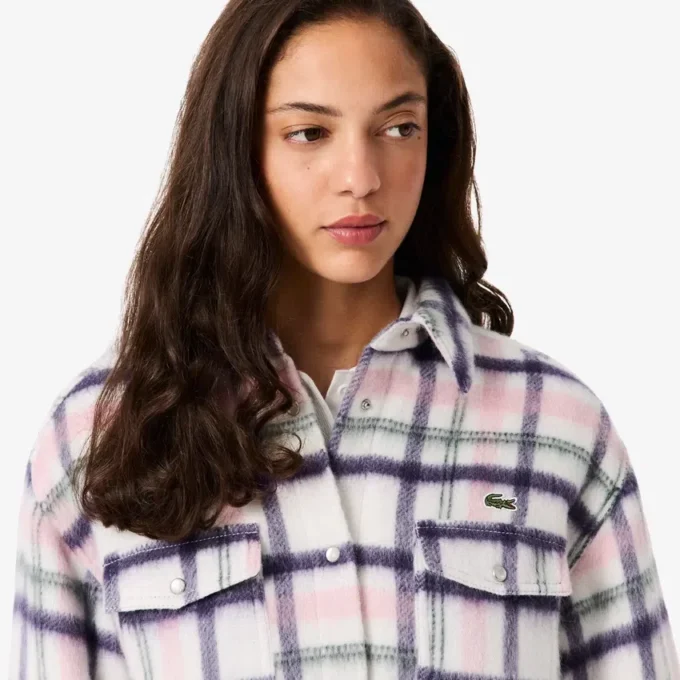 Camisa oversize acolchada de lana para mujer