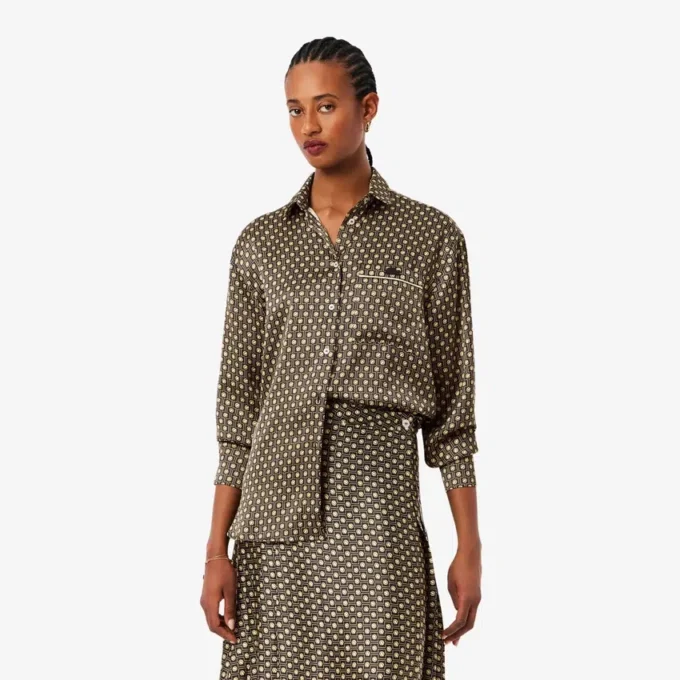 Camisa oversize de satén estampada
