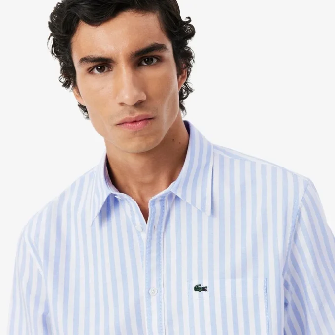 Camisa Oxford a rayas de corte regular para hombre