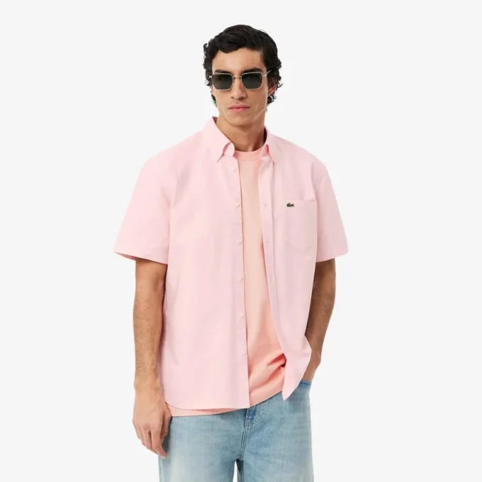 Camisa Oxford de manga corta y corte regular para hombre