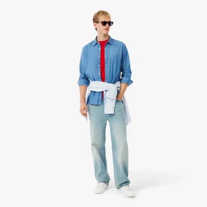 Camisa vaquera ligera de corte regular para hombre