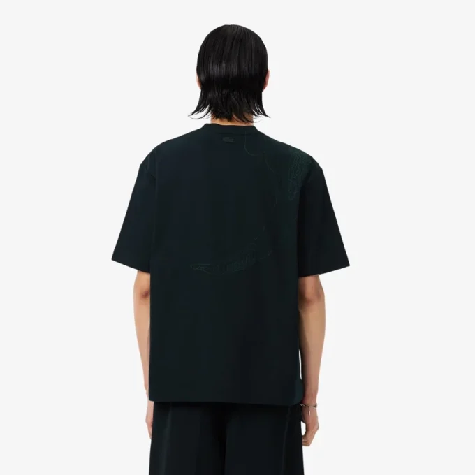 Camiseta con cocodrilo bordado de la pasarela