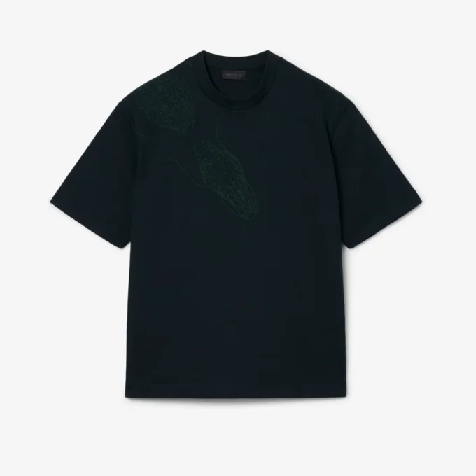 Camiseta con cocodrilo bordado de la pasarela