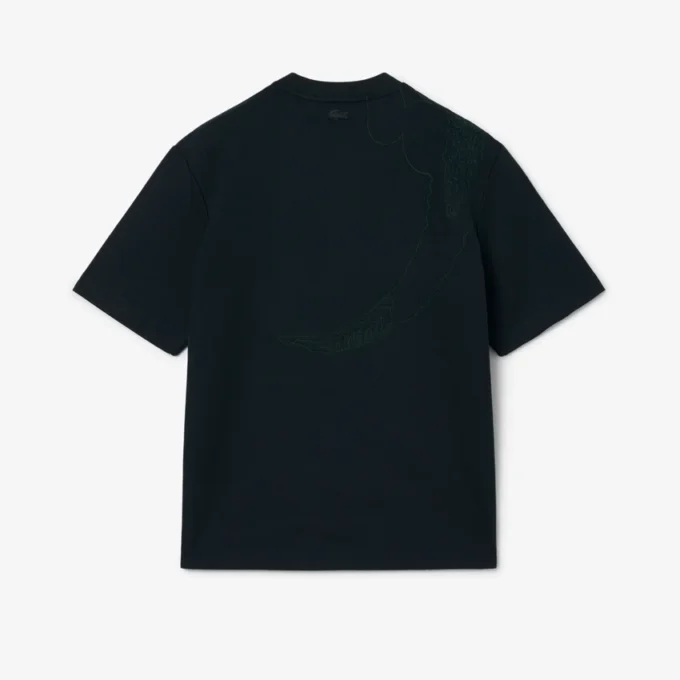 Camiseta con cocodrilo bordado de la pasarela