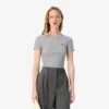 Camiseta de algodón acanalado de corte ajustado para mujer