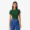 Camiseta de algodón acanalado de corte ajustado para mujer