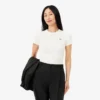 Camiseta de algodón acanalado de corte ajustado para mujer