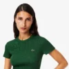 Camiseta de algodón acanalado de corte ajustado para mujer