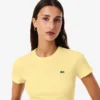 Camiseta de algodón acanalado de corte ajustado para mujer