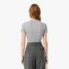 Camiseta de algodón acanalado de corte ajustado para mujer