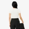 Camiseta de algodón acanalado de corte ajustado para mujer