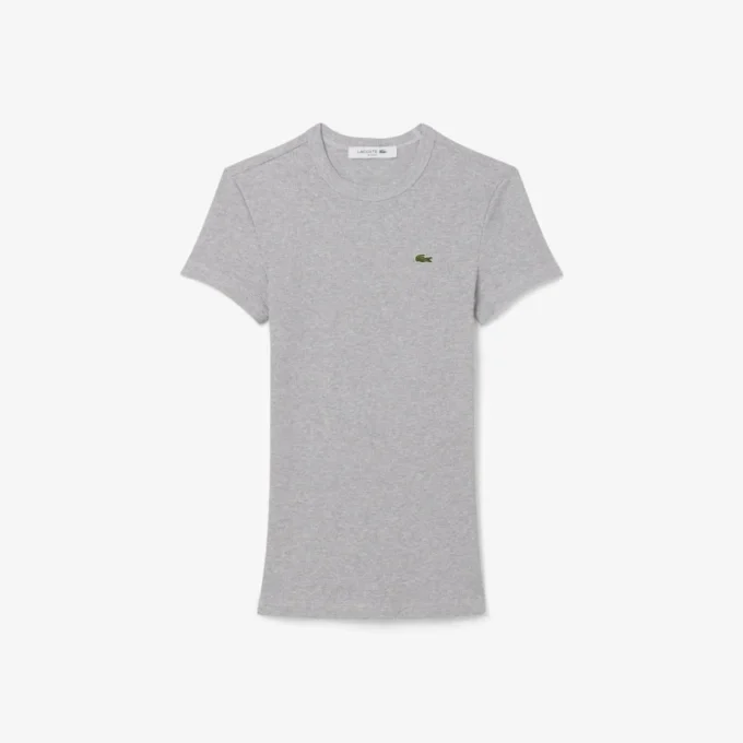 Camiseta de algodón acanalado de corte ajustado para mujer