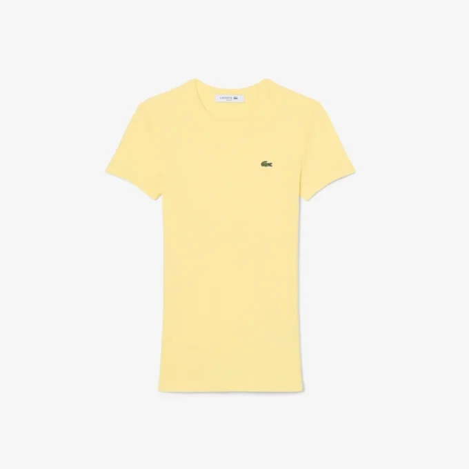 Camiseta de algodón acanalado de corte ajustado para mujer