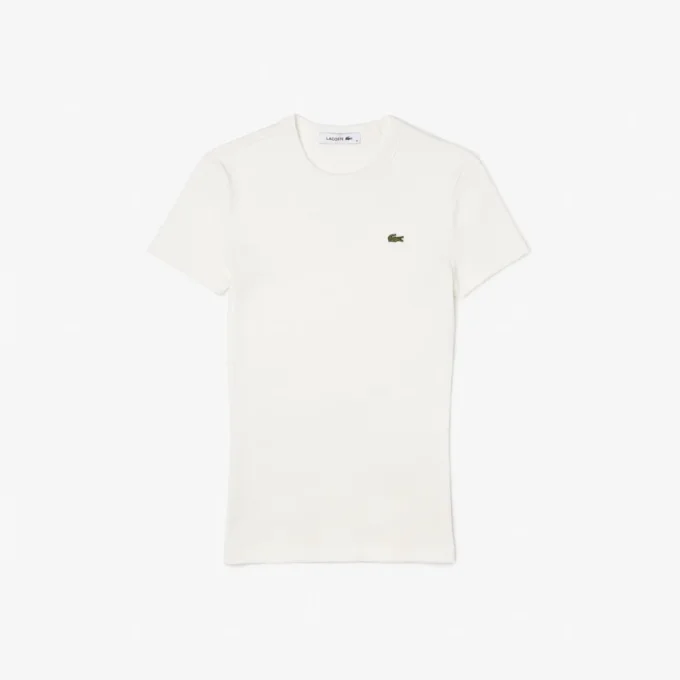Camiseta de algodón acanalado de corte ajustado para mujer