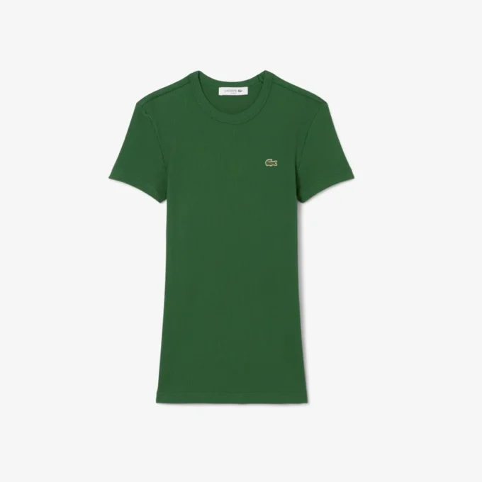 Camiseta de algodón acanalado de corte ajustado para mujer