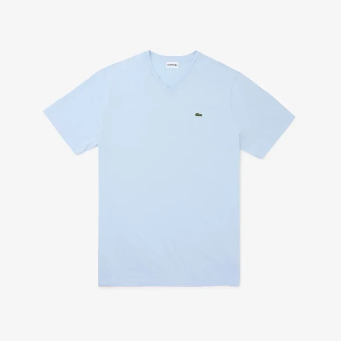 Camiseta de algodón con cuello en V acanalado y corte alto para hombre