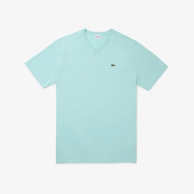 Camiseta de algodón con cuello en V acanalado y corte alto para hombre