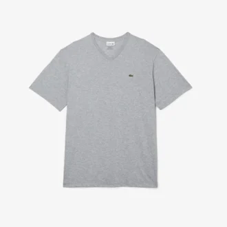 Camiseta de algodón con cuello en V acanalado y corte alto para hombre