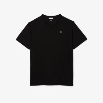 Camiseta de algodón con cuello en V acanalado y corte alto para hombre