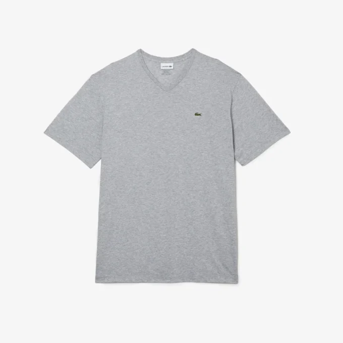 Camiseta de algodón con cuello en V acanalado y corte alto para hombre