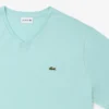 Camiseta de algodón con cuello en V acanalado y corte alto para hombre