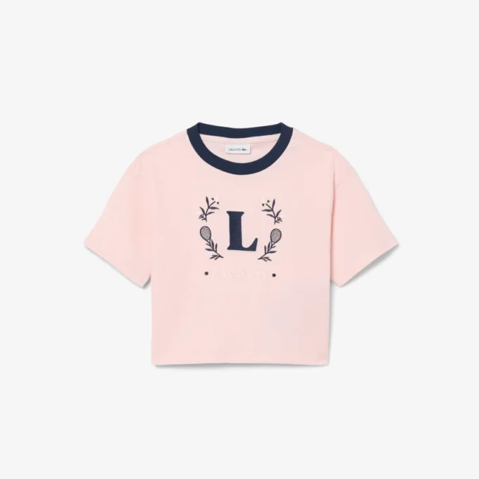 Camiseta de algodón con insignia en contraste