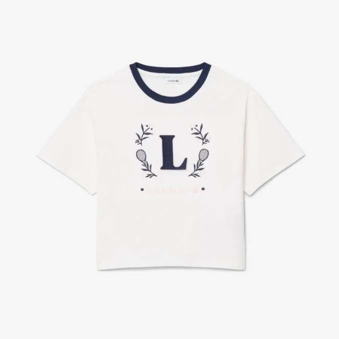Camiseta de algodón con insignia en contraste