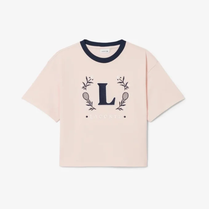 Camiseta de algodón con insignia en contraste