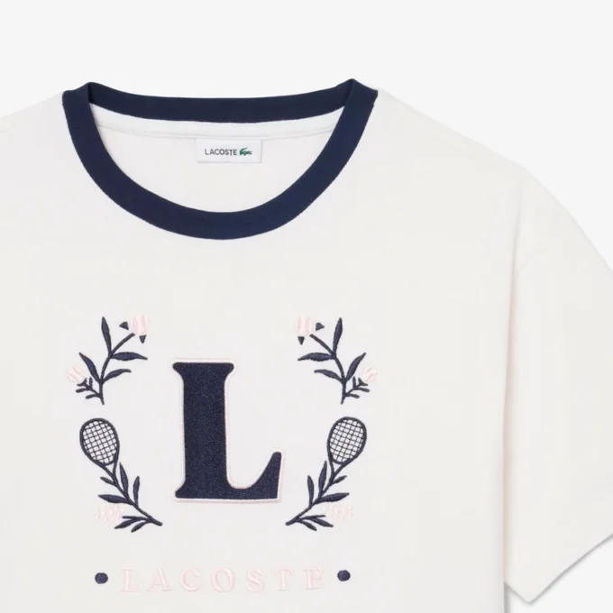 Camiseta de algodón con insignia en contraste